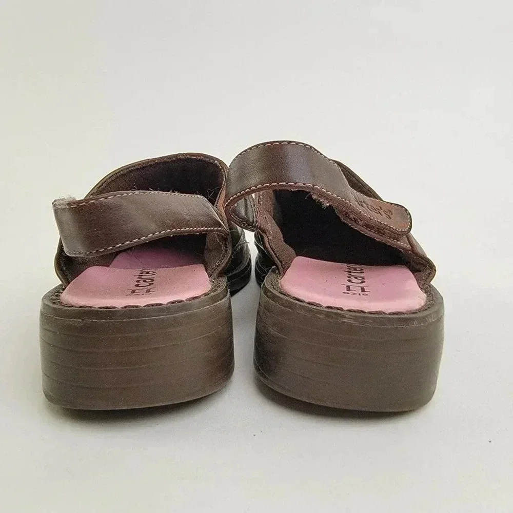 Carters Brown Leather Slingback Slip On Sandal Mules - 11 C